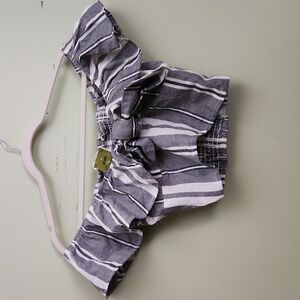 COPY - NWT Misa Los Angeles Black & Cream/White Stripped Off The Shoulder Crop …